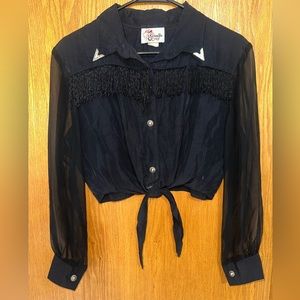 Vintage Jennifer cropped fringe Western blouse